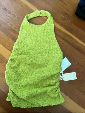 GIGI Green Cotton stretch halter top Size Small NWT